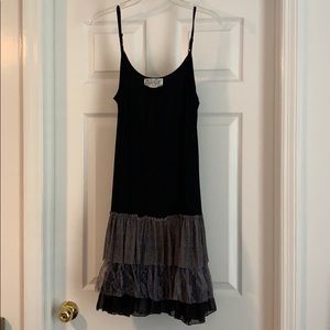 Slip dress with gray skirt detail